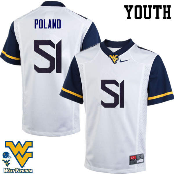 NCAA Youth Kyle Poland West Virginia Mountaineers White #51 Nike Stitched Football College Authentic Jersey RK23P24DK